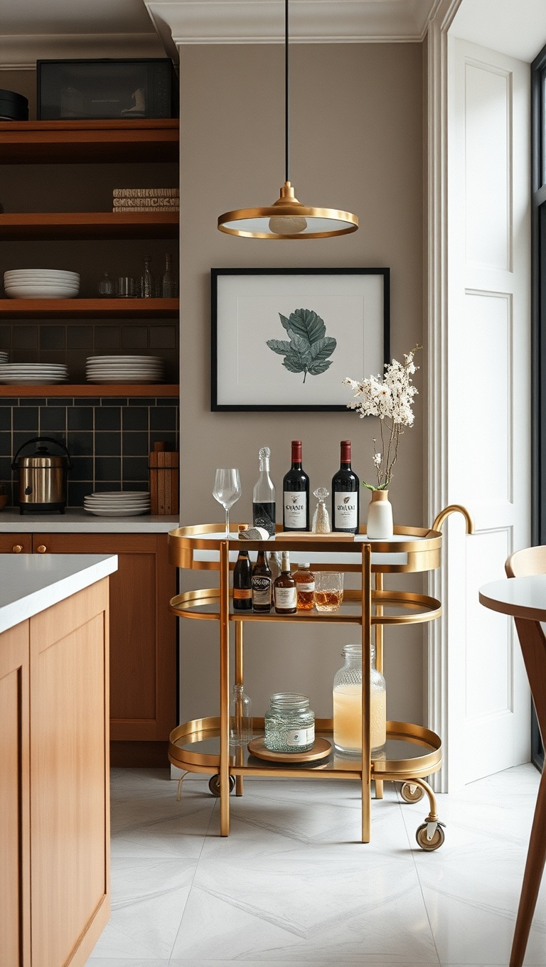 25 Aesthetic Kitchen & Dining Corners That Will Inspire You - Chic Bar Carts for Entertaining