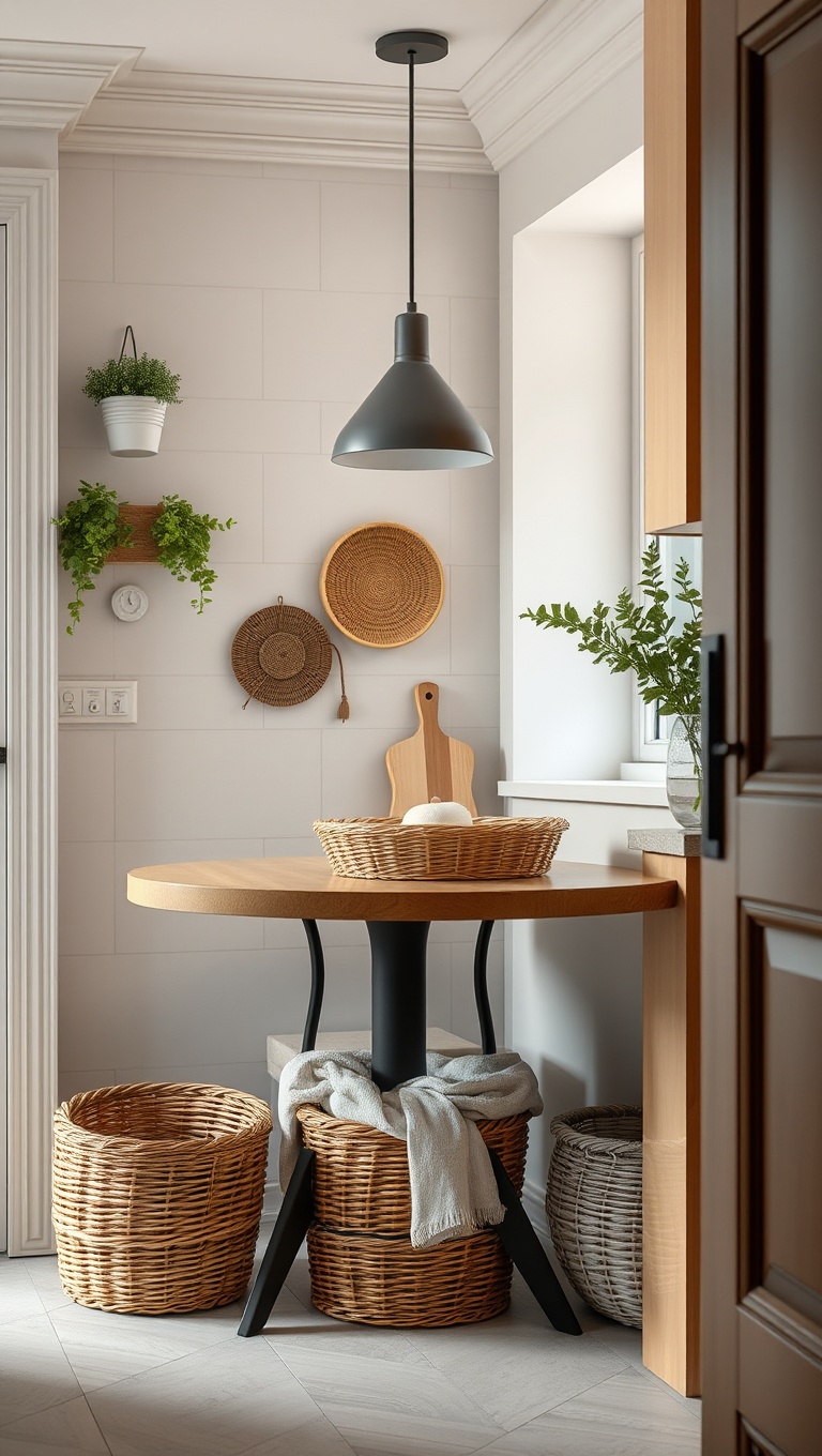 25 Aesthetic Kitchen & Dining Corners That Will Inspire You - 19. Decorative Baskets for Easy Storage