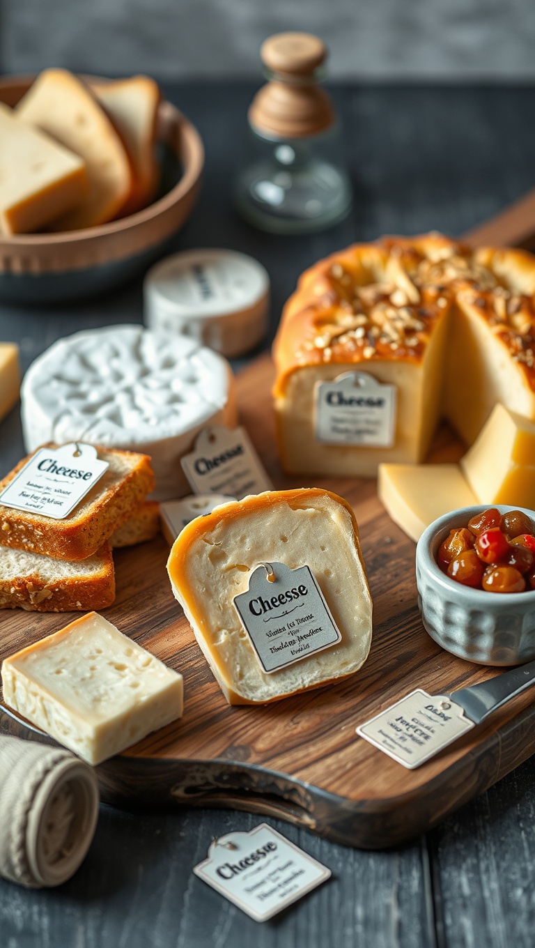 25 Delightful Ideas for Your Artisan Bread and Cheese Tasting Setup - 15. Cheese Labels: Cute Tags for Information