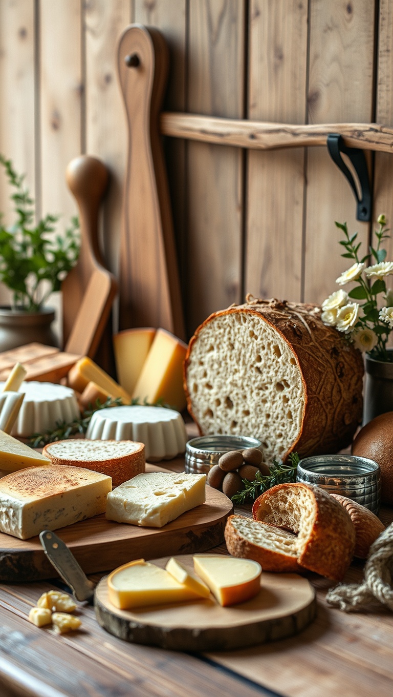 25 Delightful Ideas for Your Artisan Bread and Cheese Tasting Setup - 1. Rustic Charm: A Wooden Board Wonderland