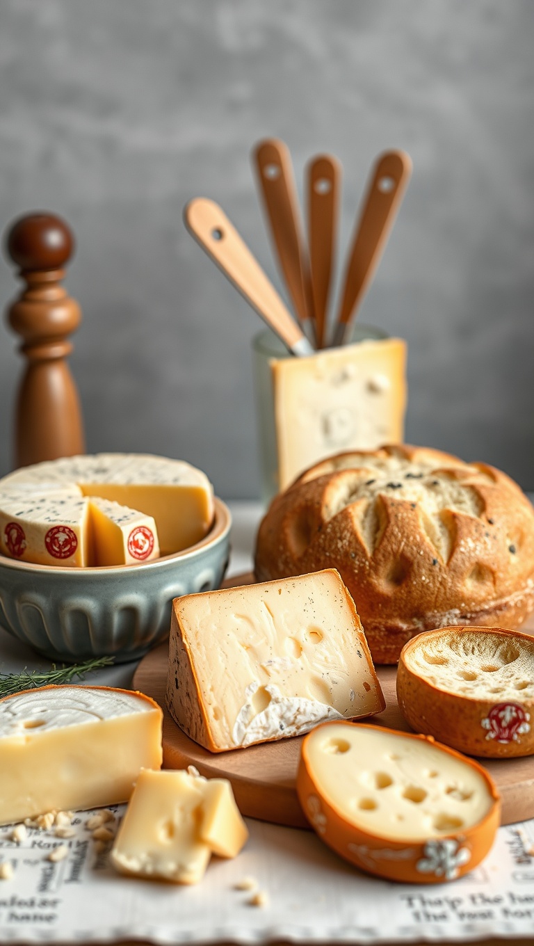 25 Delightful Ideas for Your Artisan Bread and Cheese Tasting Setup - 14. Color-Coordinated: Match Cheese and Bread