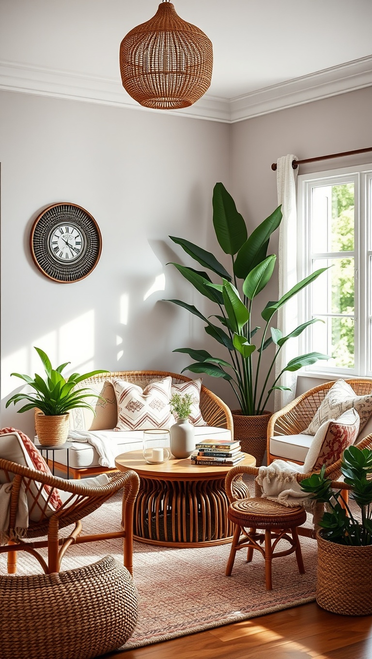25 Boho-Inspired Living Room Corners That Will Make You Smile - 10. Rattan Furniture for a Boho Vibe