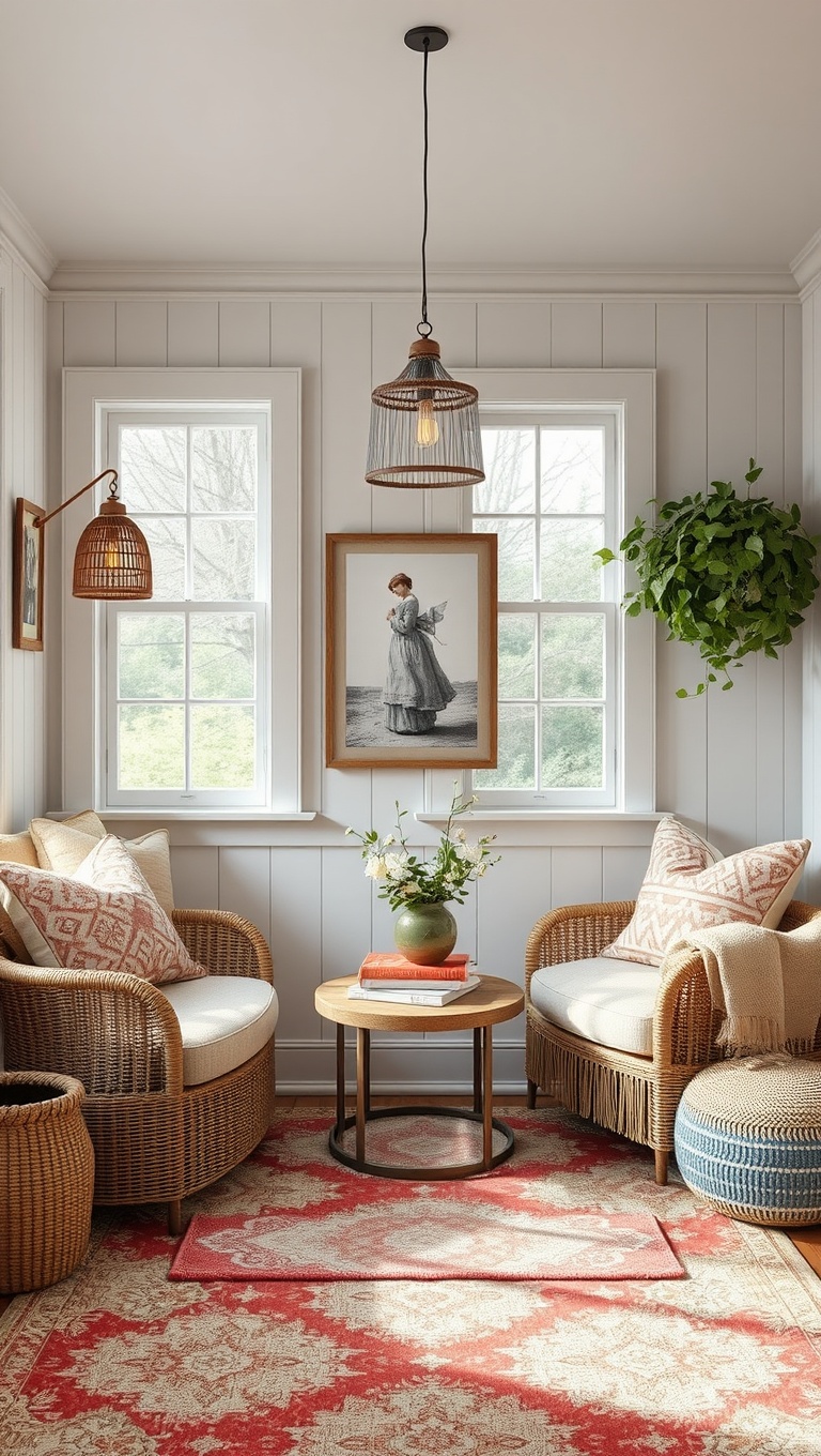 25 Charming Ideas to Create Your Perfect Cottagecore Tea Nook - 15. Cozy Rugs: Ground Your Space in Warmth