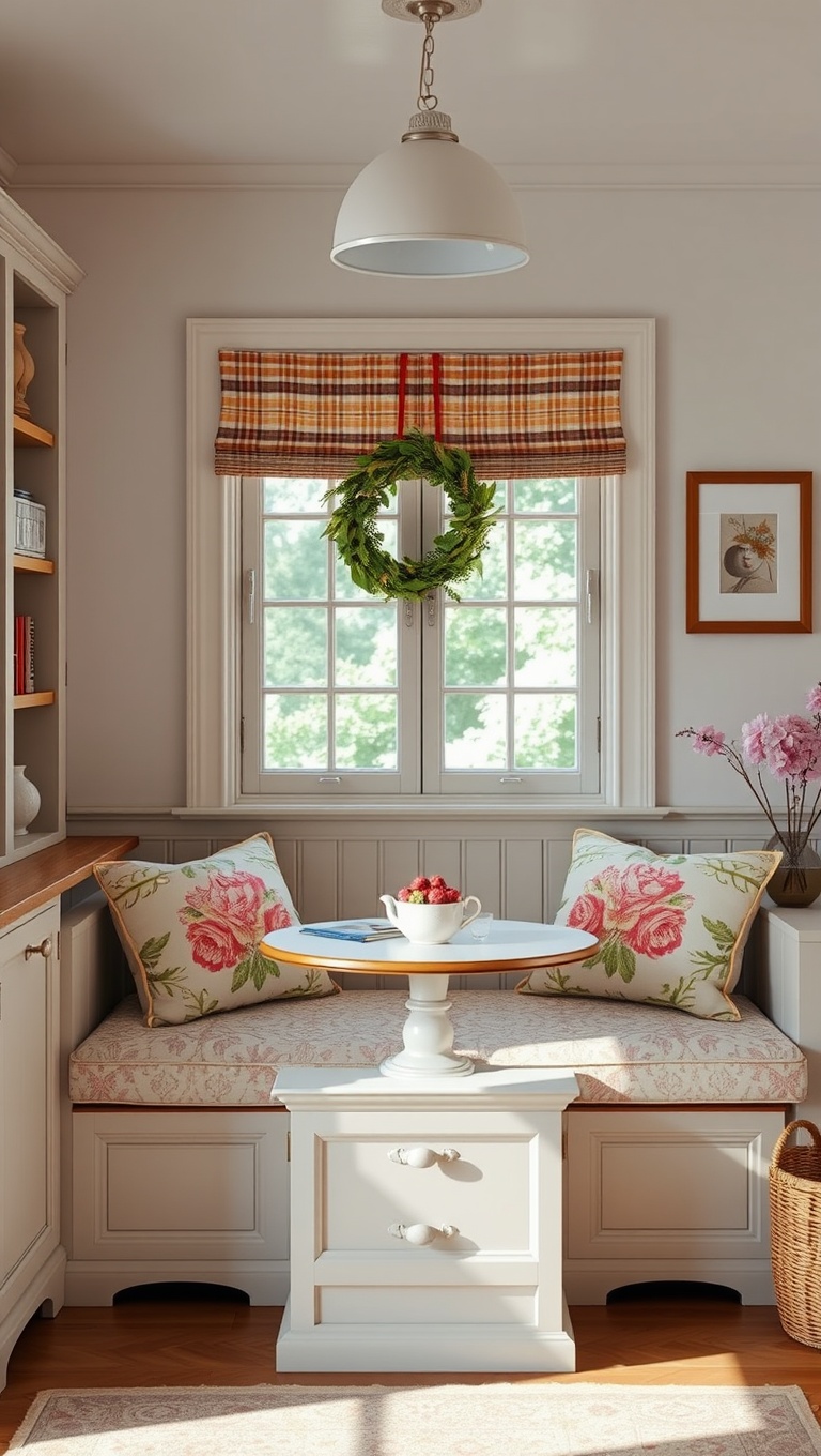 25 Charming Ideas to Create Your Perfect Cottagecore Tea Nook - 2. Soft Floral Cushions: Add a Touch of Comfort