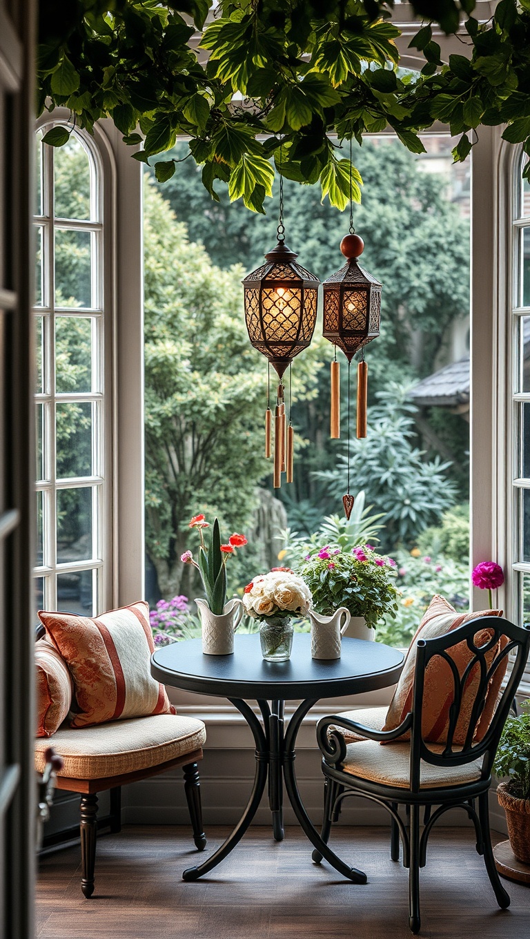 25 Delightful Ideas for Your Dream Garden-View Breakfast Nook - 12. Whimsical Wind Chimes
