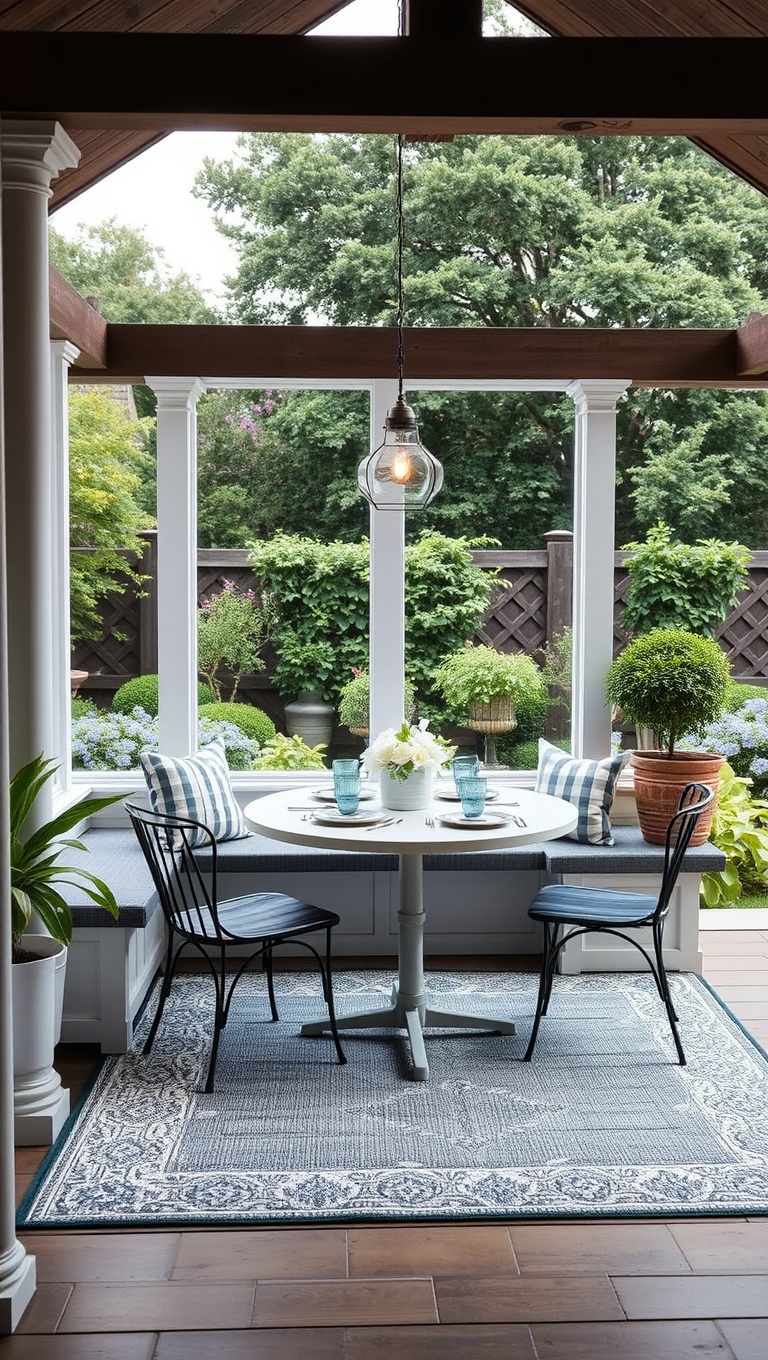 25 Delightful Ideas for Your Dream Garden-View Breakfast Nook - 18. Chic Outdoor Rugs for Comfort