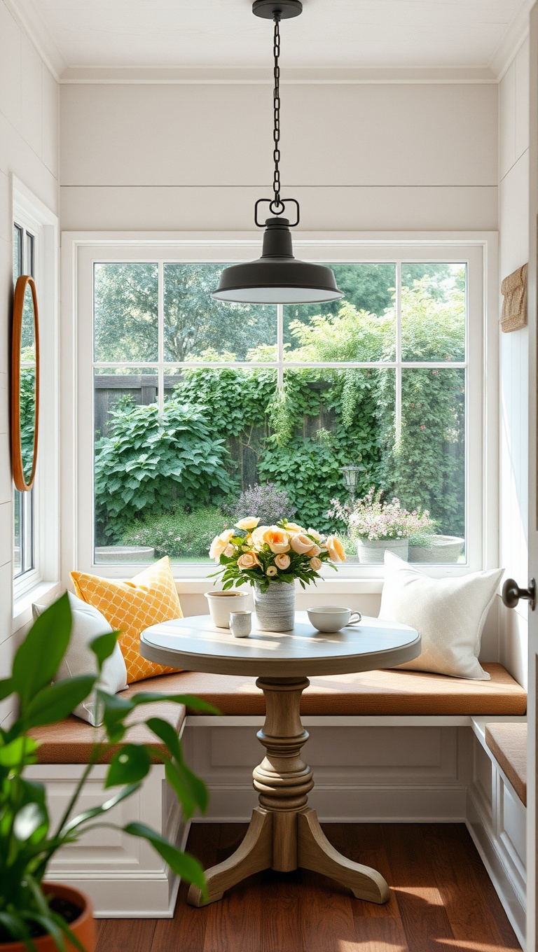 25 Delightful Ideas for Your Dream Garden-View Breakfast Nook - 17. Farmhouse Style with Shiplap