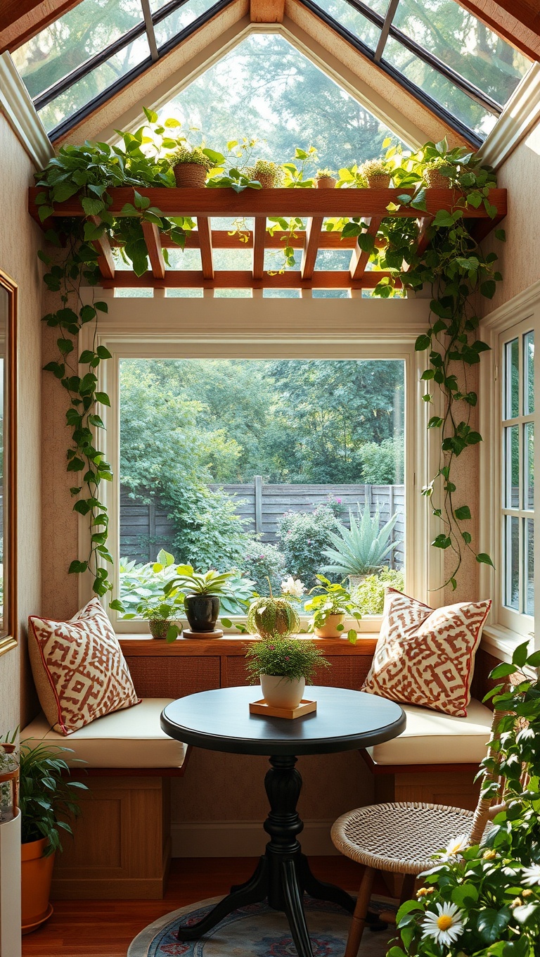 25 Delightful Ideas for Your Dream Garden-View Breakfast Nook - 24. Garden Trellis with Climbing Vines