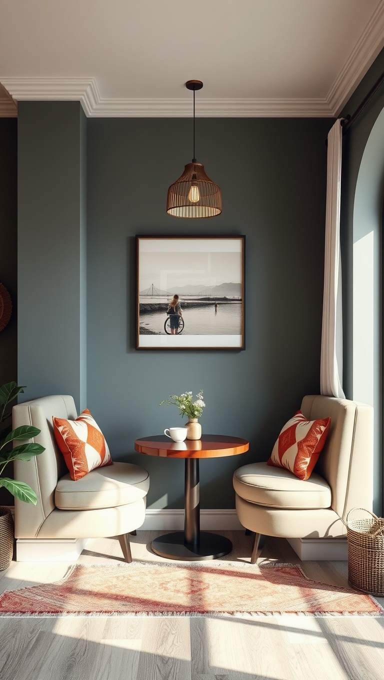 25 Chic Boho-Style Coffee Nook Ideas to Brighten Your Space - 11. Statement Wall Art: Express Your Vibe