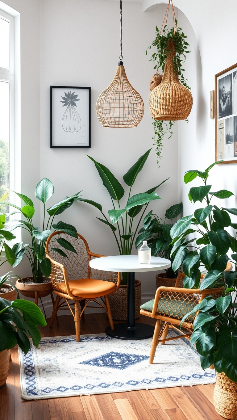 25 Chic Boho-Style Coffee Nook Ideas to Brighten Your Space - 3. Lush Indoor Plants to Bring Life In
