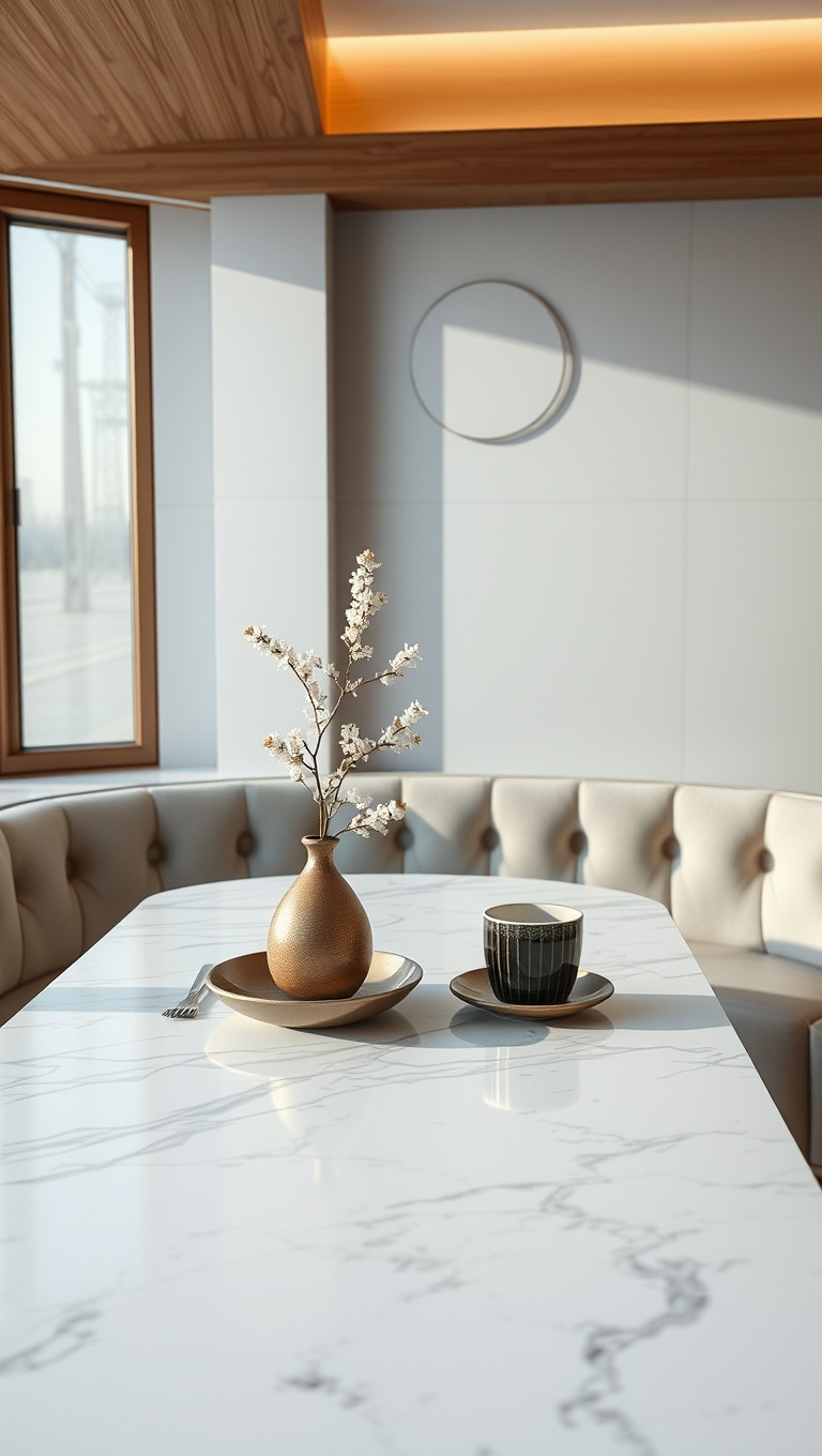 25 Chic Breakfast Nook Ideas That Will Transform Your Mornings - 7. Elegant Marble Tabletop