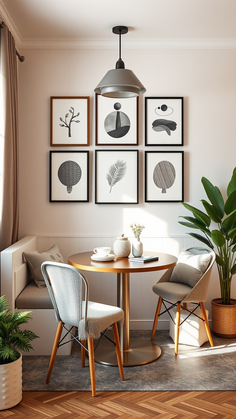25 Chic Breakfast Nook Ideas That Will Transform Your Mornings - 14. Creative Wall Art Display