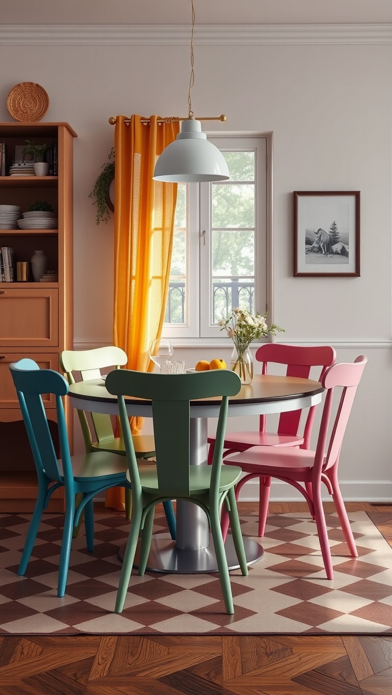 25 Chic Breakfast Nook Ideas That Will Transform Your Mornings - 8. Colorful Mismatched Chairs
