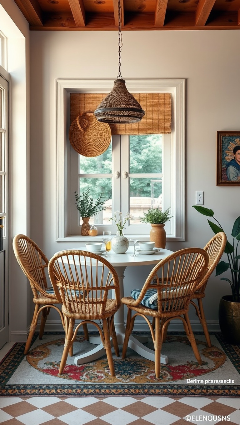 25 Chic Breakfast Nook Ideas That Will Transform Your Mornings - 5. Bohemian Rattan Chairs