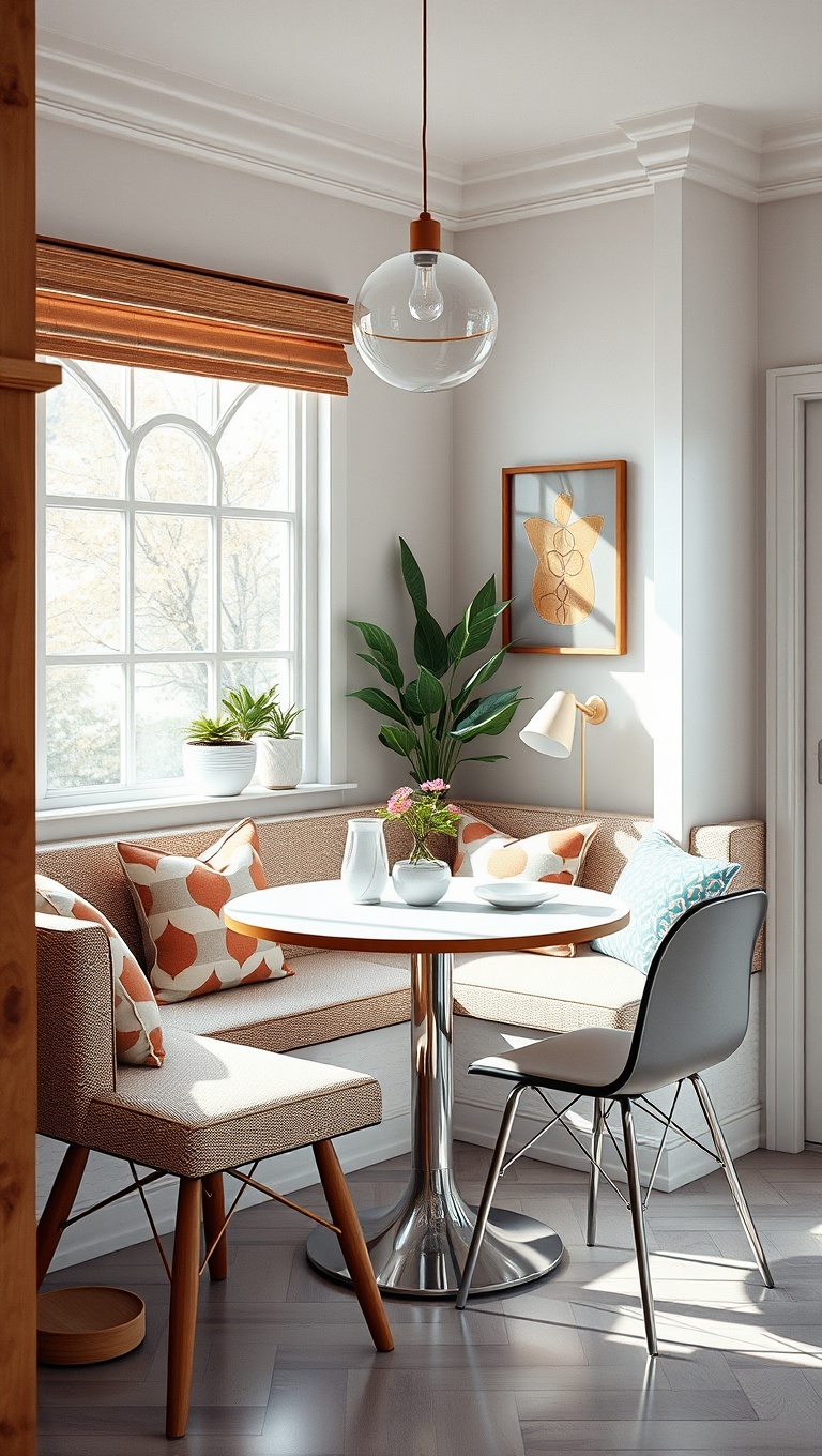 25 Chic Breakfast Nook Ideas That Will Transform Your Mornings - 11. Mid-Century Modern Accents
