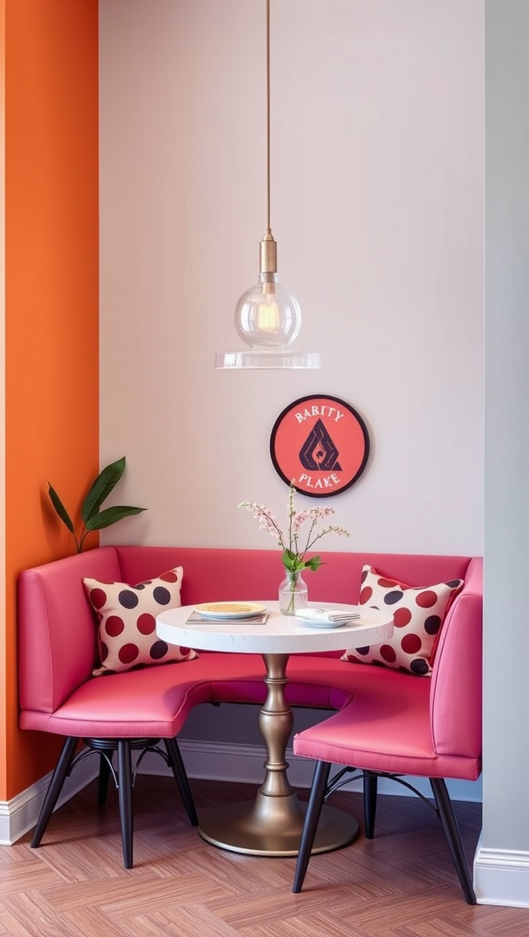 25 Chic Breakfast Nook Ideas That Will Transform Your Mornings - 18. Brightly Colored Accent Walls