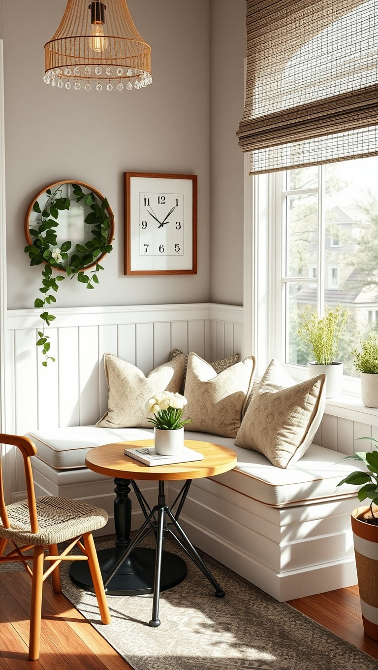 25 Chic Breakfast Nook Ideas That Will Transform Your Mornings - 1. Cozy Corner Bench with Pillows