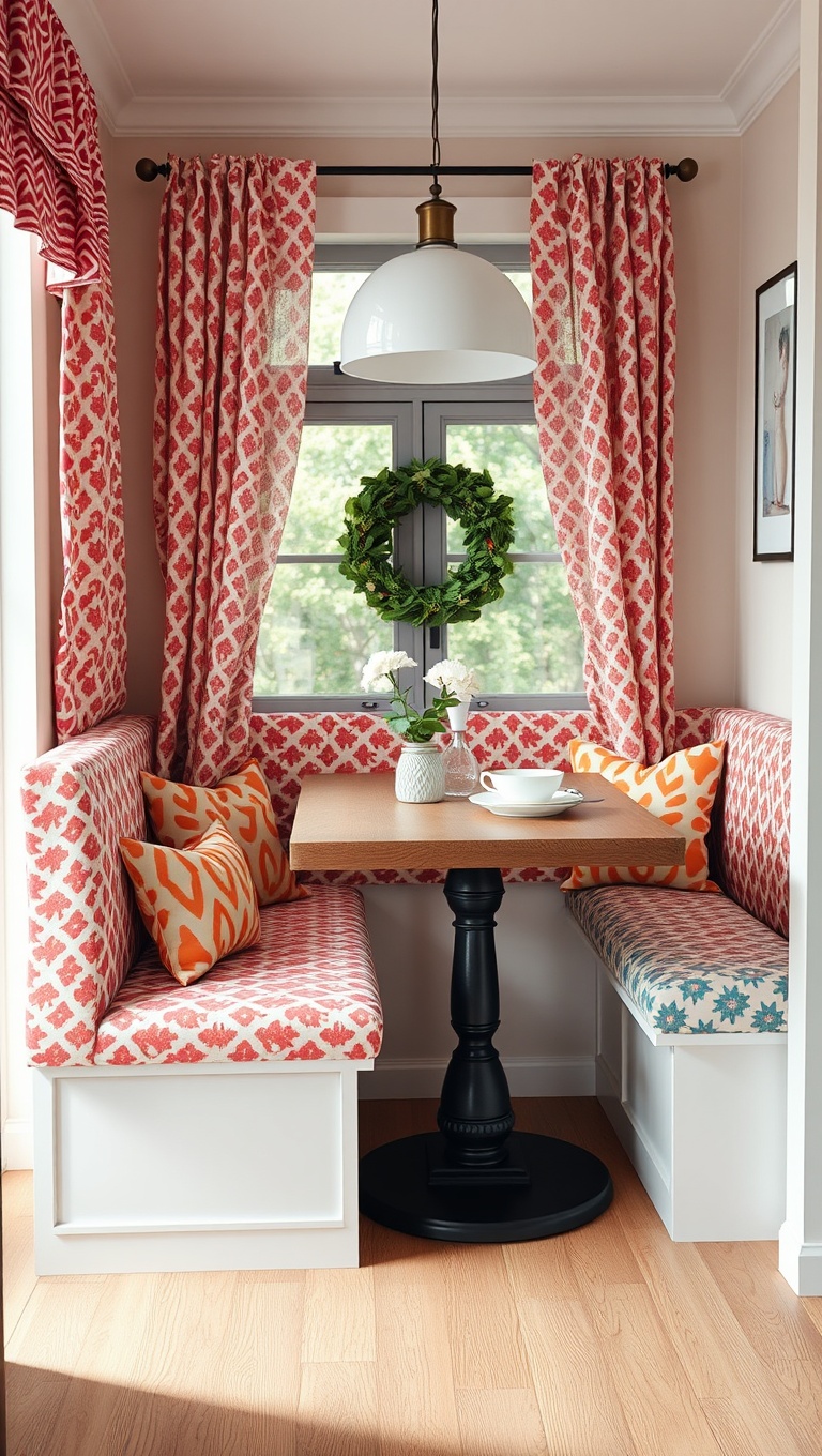 25 Chic Breakfast Nook Ideas That Will Transform Your Mornings - 16. Playful Patterned Fabrics