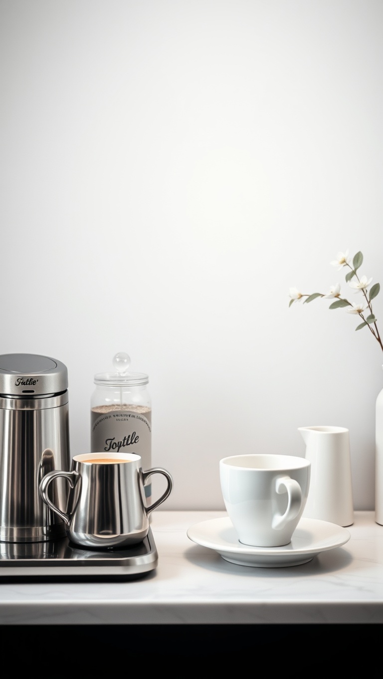 25 Chic Monochrome Coffee Station Setups You’ll Love! - 5. Elegant All-White Coffee Dream