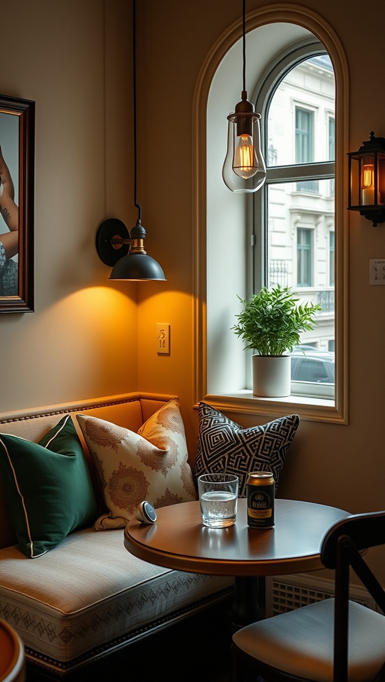 25 Charming Ideas for Your Classic Italian Espresso Bar - 21. A Cozy Nook with Throw Pillows