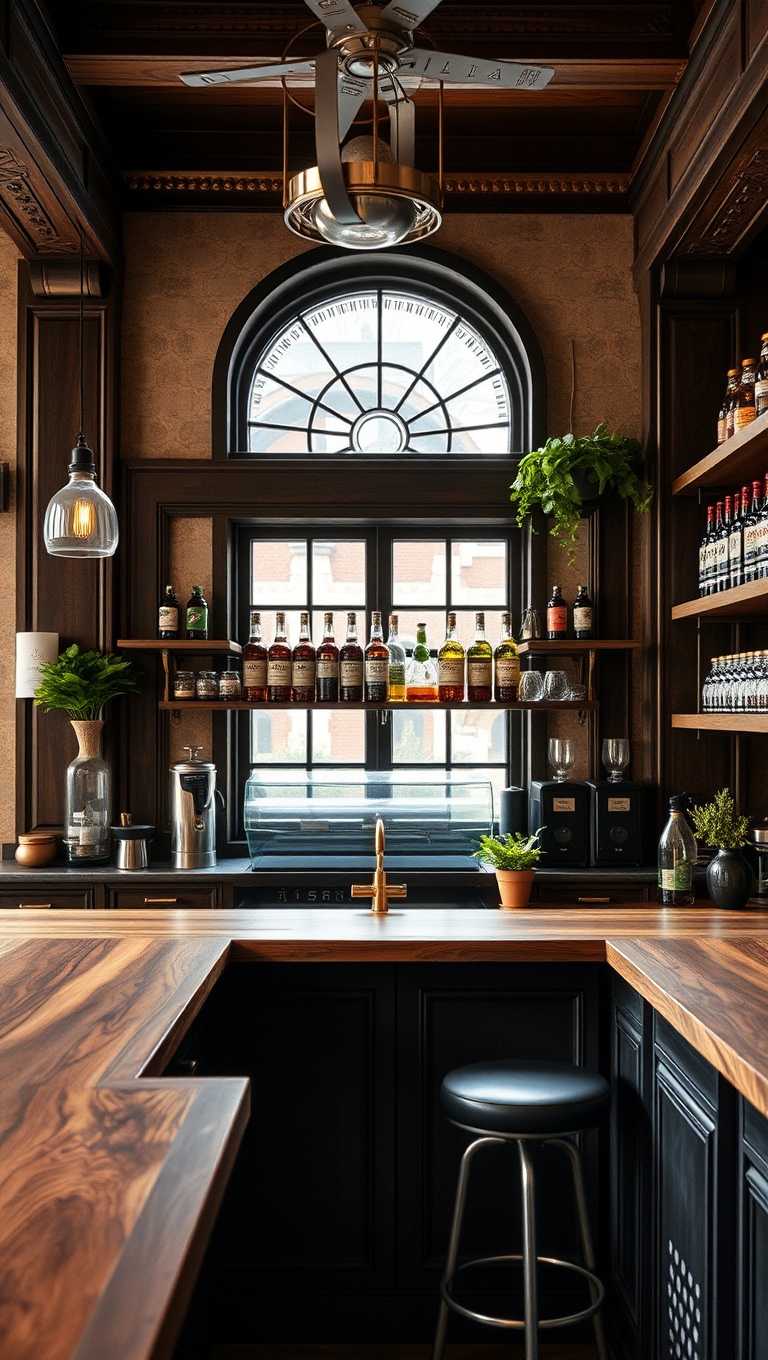 25 Charming Ideas for Your Classic Italian Espresso Bar - 1. Rustic Wooden Countertops for Authenticity