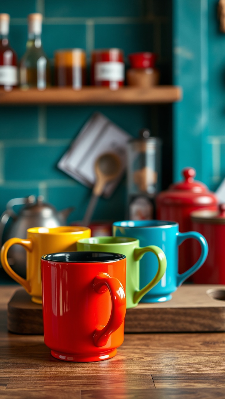 25 Charming Ideas for Your Classic Italian Espresso Bar - 3. Brightly Colored Italian Mugs for Cheer