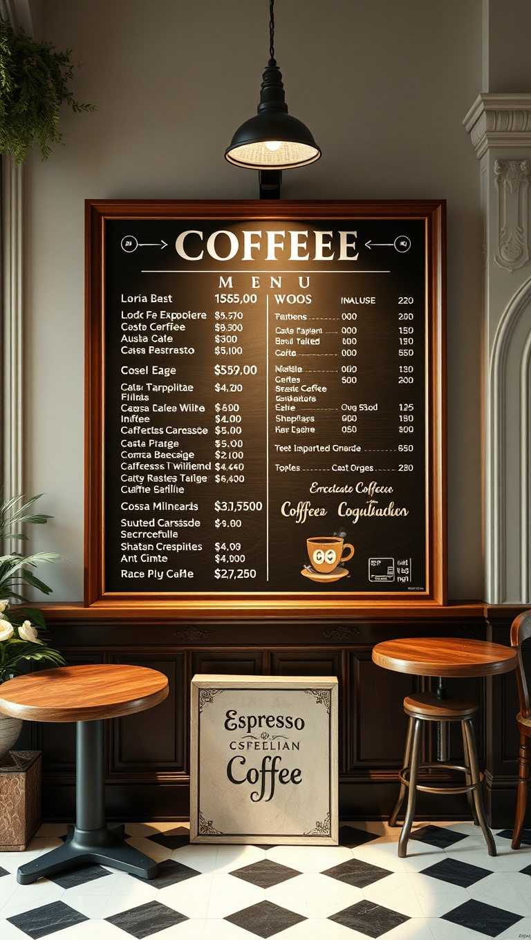 25 Charming Ideas for Your Classic Italian Espresso Bar - 7. A Traditional Italian Coffee Menu Board