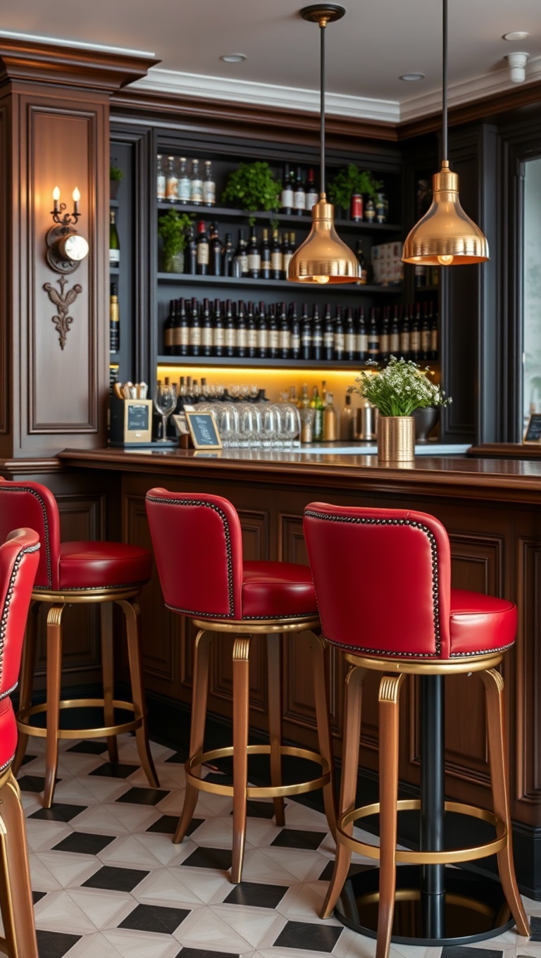 25 Charming Ideas for Your Classic Italian Espresso Bar - 20. Elegant Bar Stools for a Chic Look