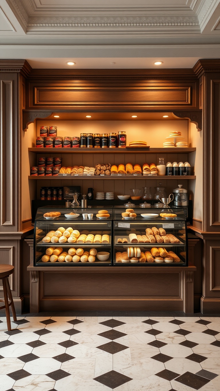 25 Charming Ideas for Your Classic Italian Espresso Bar - 8. Classic Pastry Display for Sweet Treats