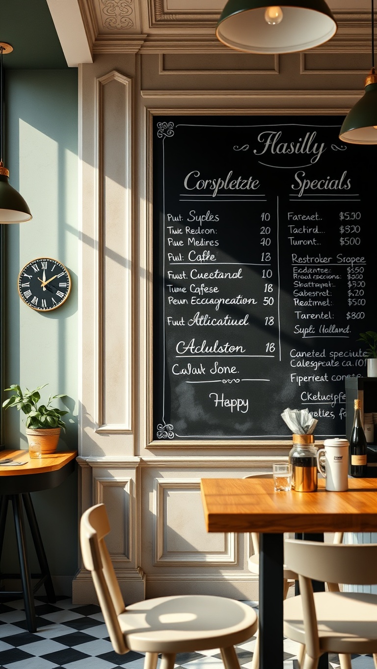 25 Charming Ideas for Your Classic Italian Espresso Bar - 16. A Chalkboard Wall for Daily Specials
