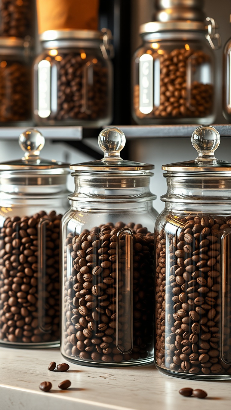 25 Charming Ideas for Your Classic Italian Espresso Bar - 12. Stylish Glass Canisters for Coffee Beans