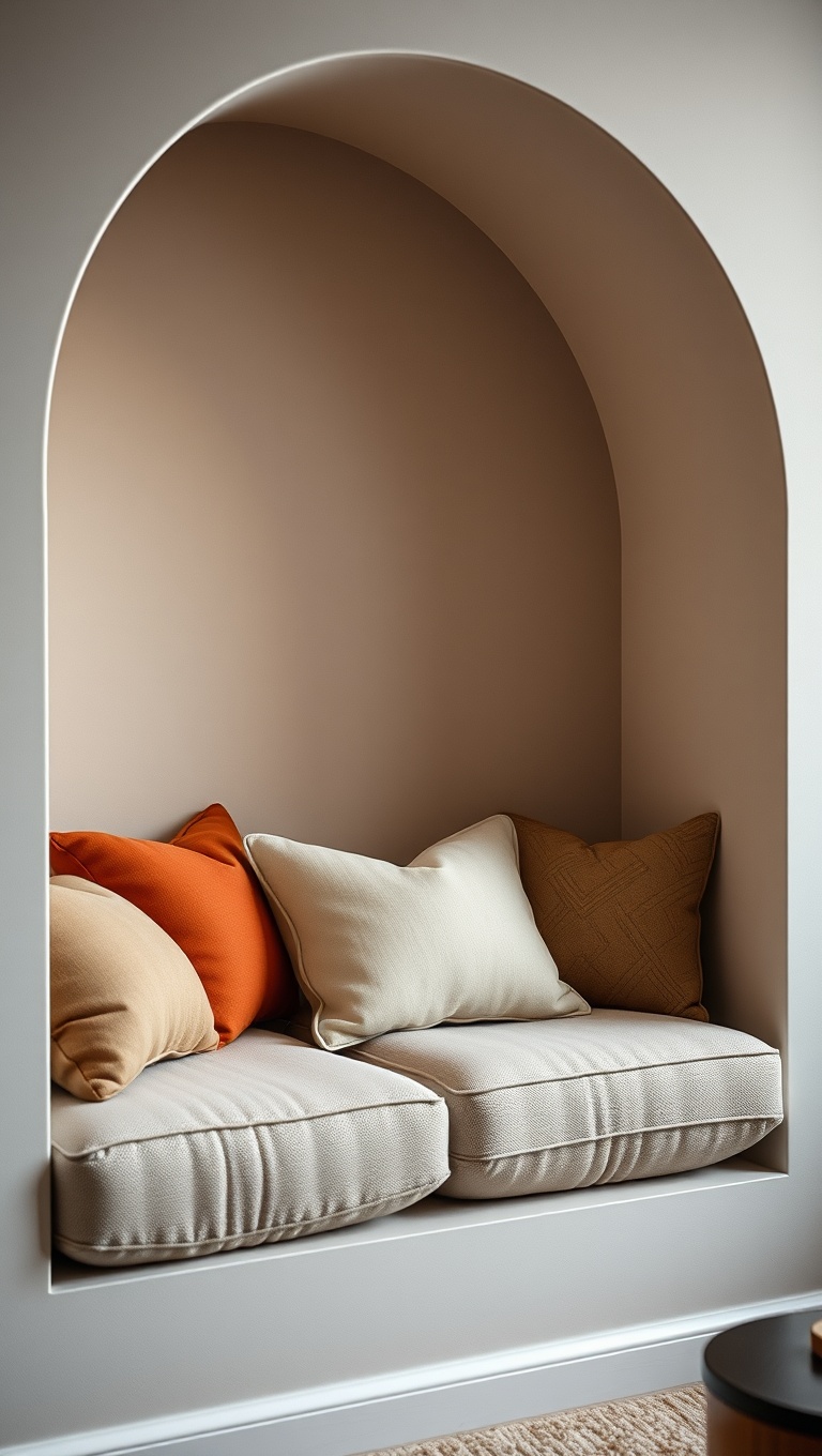 25 Cozy Alcove Seating Ideas for Your Small Space That You’ll Love - 1. Comfy Cushions for Ultimate Relaxation