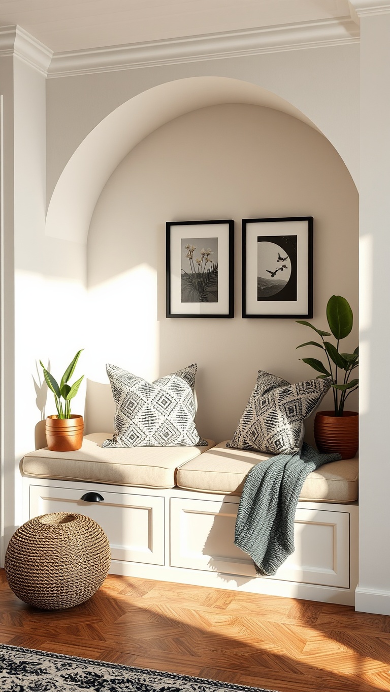 25 Cozy Alcove Seating Ideas for Your Small Space That You’ll Love - 2. Built-in Bench with Storage