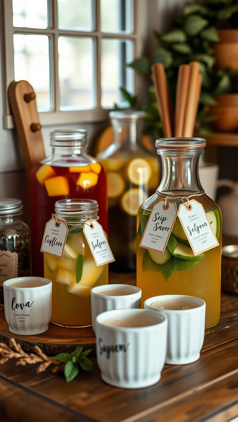 25 Cozy Farmhouse Beverage Station Ideas to Warm Your Heart - Personalized Sip & Savor Tags