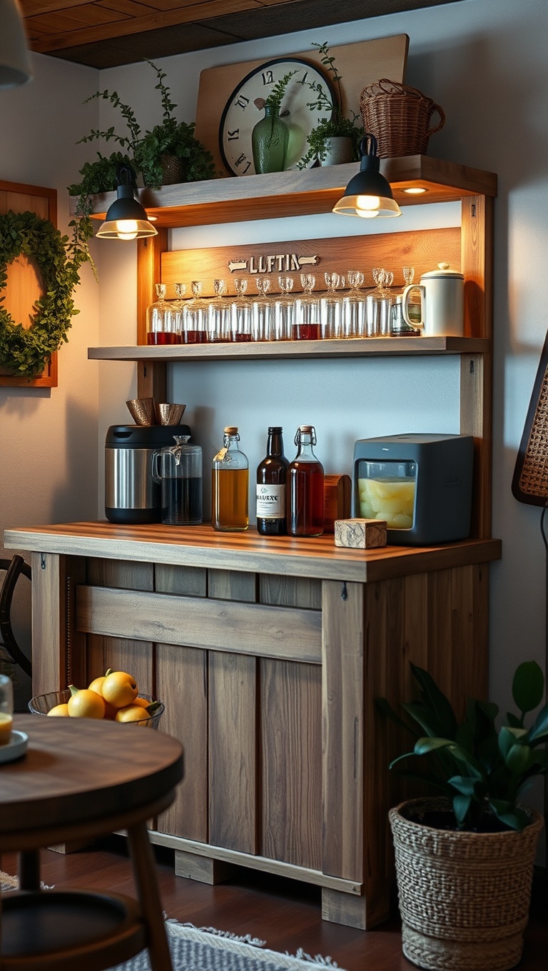 25 Cozy Farmhouse Beverage Station Ideas to Warm Your Heart - DIY Pallet Beverage Bar