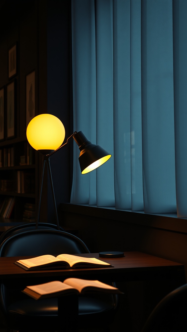 25 Enchanting Ideas for Dark Academia-Inspired Reading & Coffee Spots - 17. Stylish Reading Lamps for Late Nights