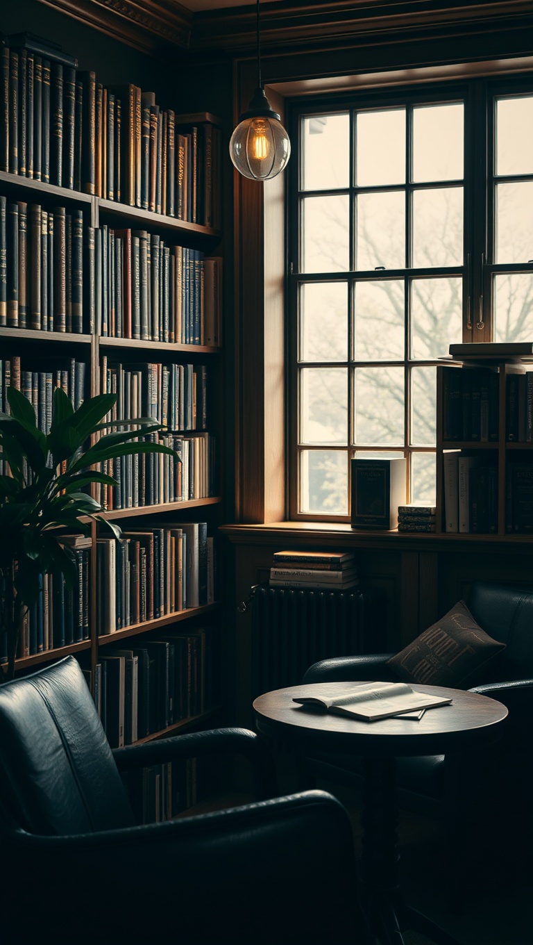 25 Enchanting Ideas for Dark Academia-Inspired Reading & Coffee Spots - 18. A Personal Library Corner Full of Classics