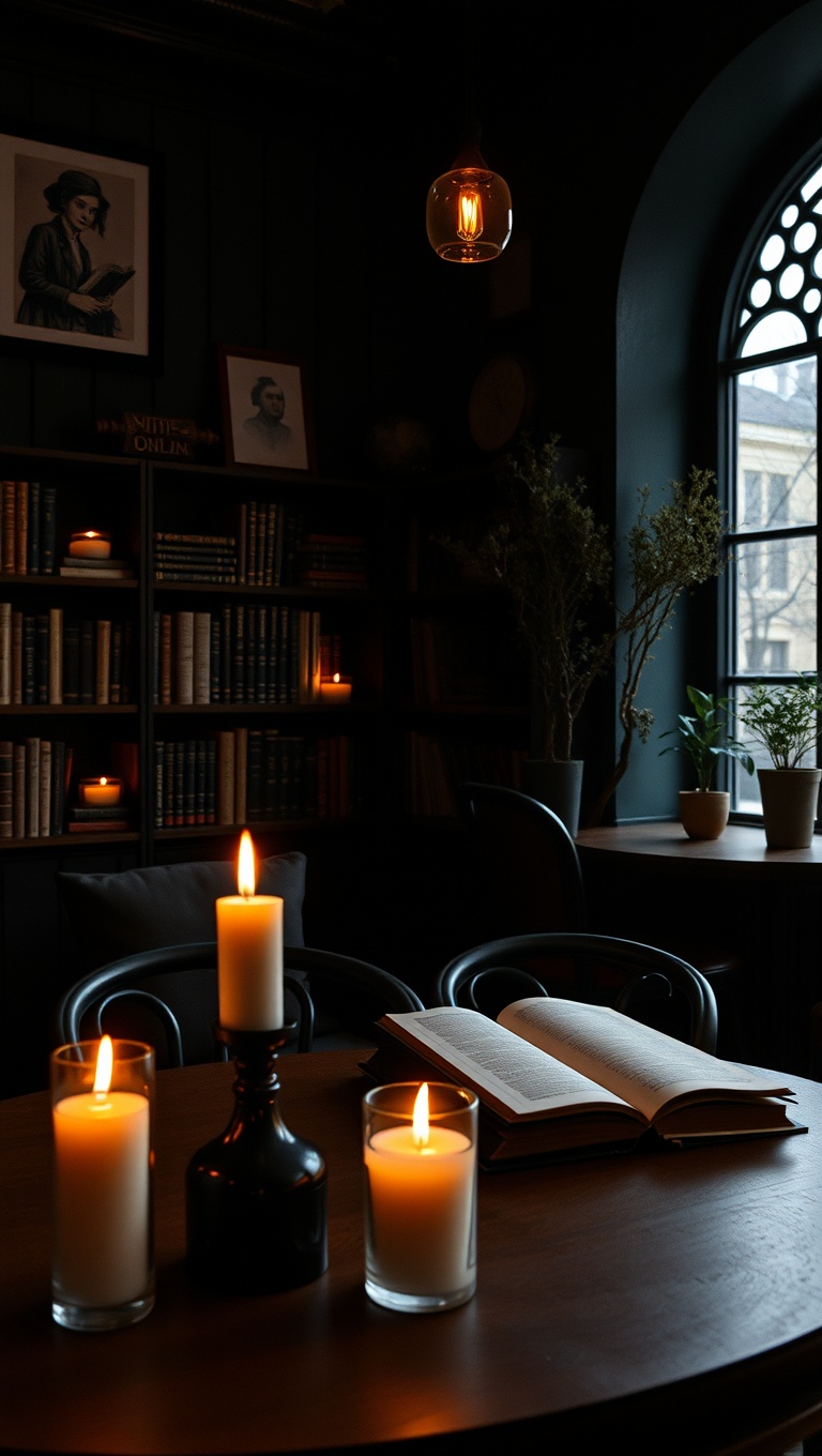 25 Enchanting Ideas for Dark Academia-Inspired Reading & Coffee Spots - 8. Scented Candles for the Perfect Ambiance