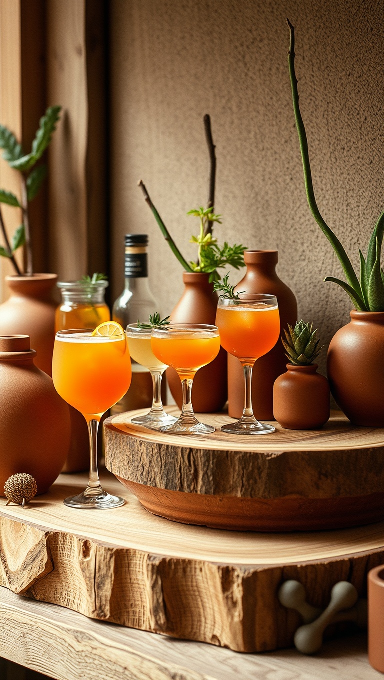 25 Stunning Ideas for Earthy Terracotta and Wood Drink Stations - 16. Creative Cocktail Recipes: Inspired by Earthy Tones
