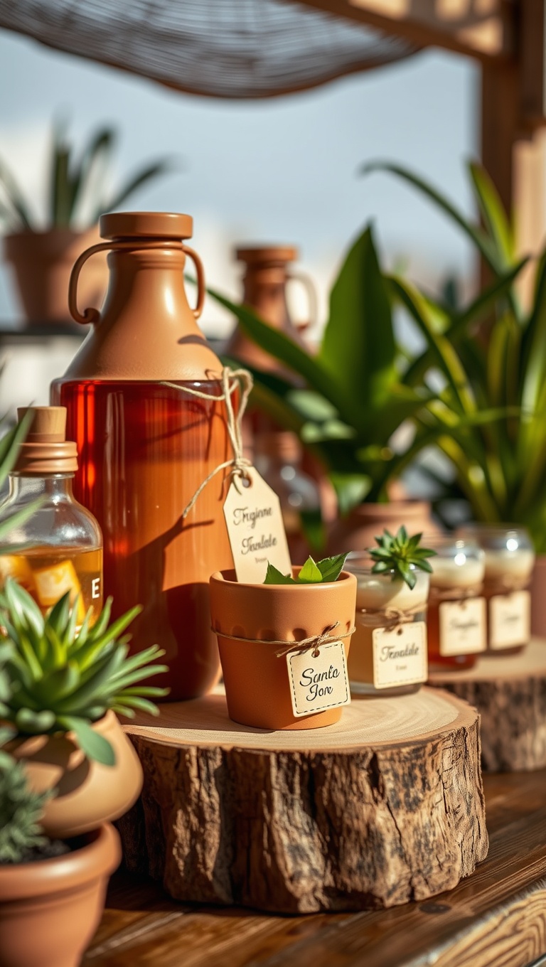 25 Stunning Ideas for Earthy Terracotta and Wood Drink Stations - 12. Personalized Drink Tags: Make It Yours!
