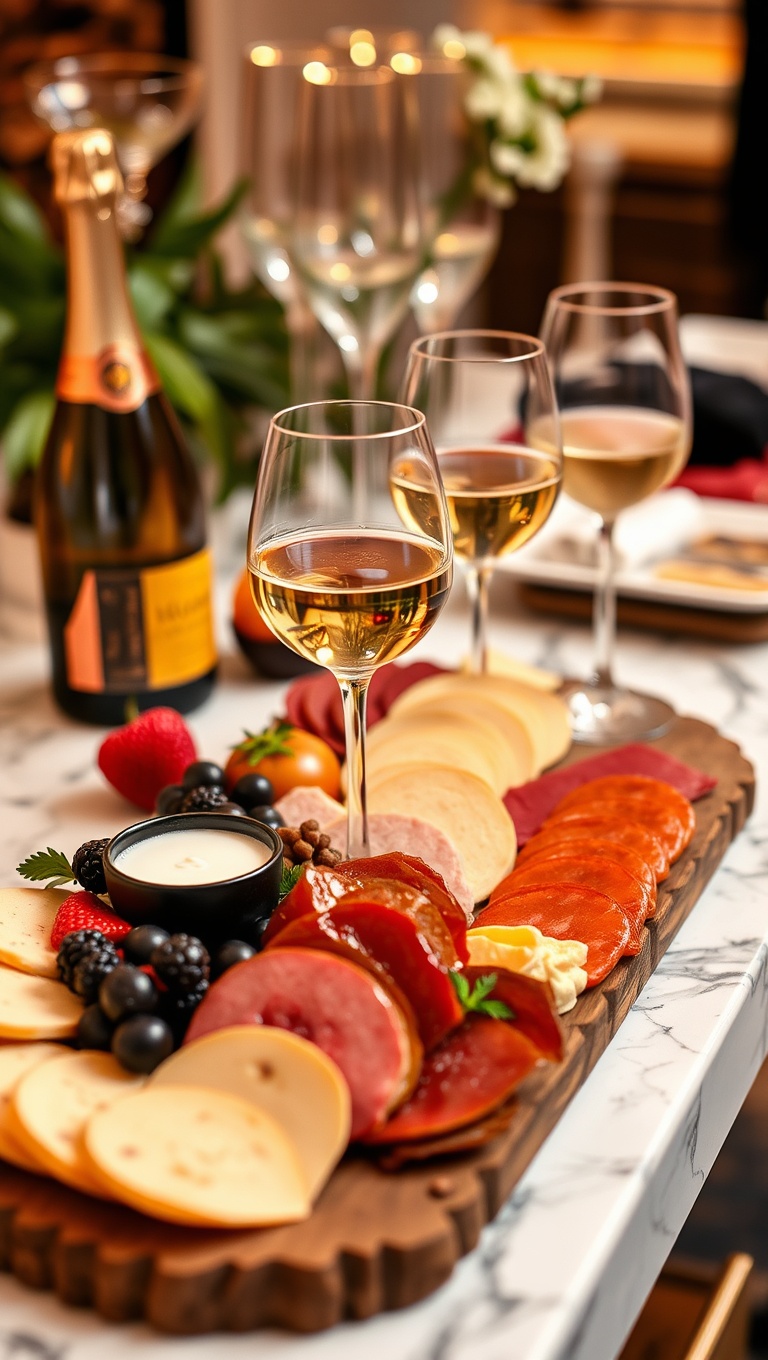 25 Elegant Champagne and Dessert Pairing Station Ideas for Your Next Celebration - 25. Sweet Charcuterie Board: A Unique Dessert Experience