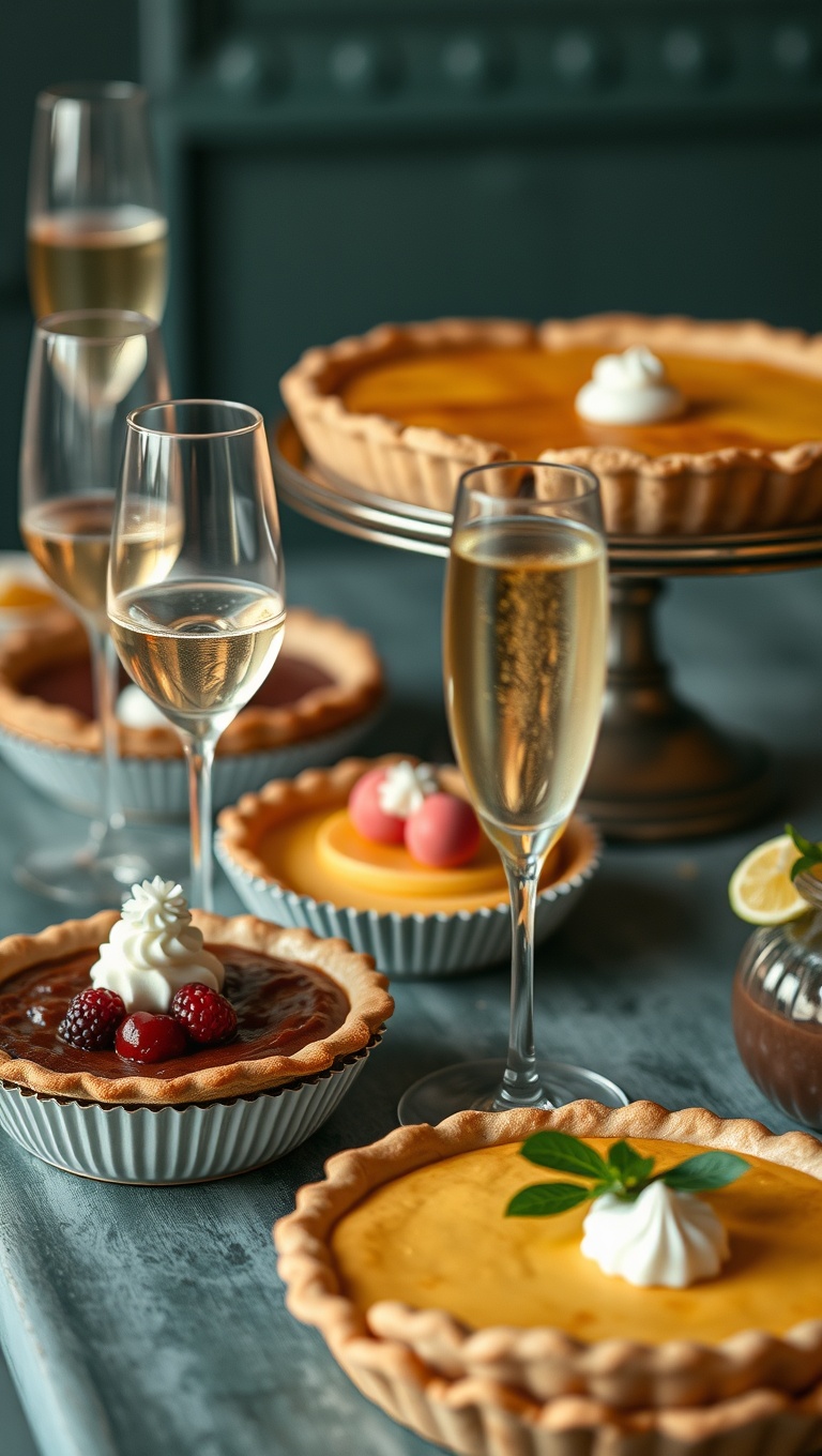 25 Elegant Champagne and Dessert Pairing Station Ideas for Your Next Celebration - 23. Seasonal Pies: Celebrate the Flavors of the Season