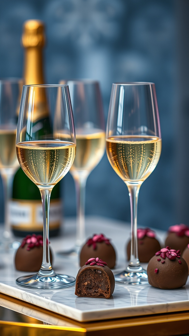 25 Elegant Champagne and Dessert Pairing Station Ideas for Your Next Celebration - 2. Rich Chocolate Truffles: Decadence Meets Bubbles