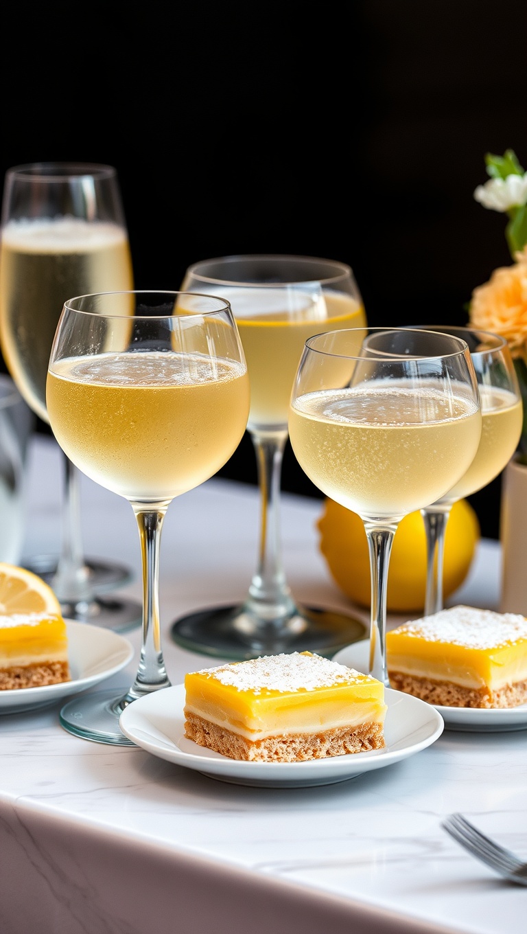 25 Elegant Champagne and Dessert Pairing Station Ideas for Your Next Celebration - 5. Lemon Bars: Zesty Sweets for Citrus Lovers