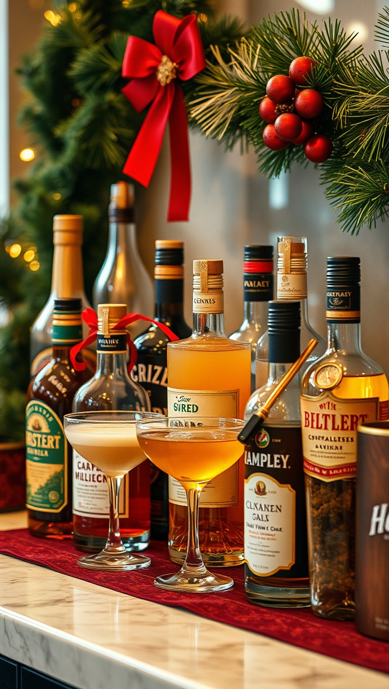 25 Festive Ideas for Holiday Drink Stations That Will Wow Your Guests - 25. Surprise Seasonal Spirits