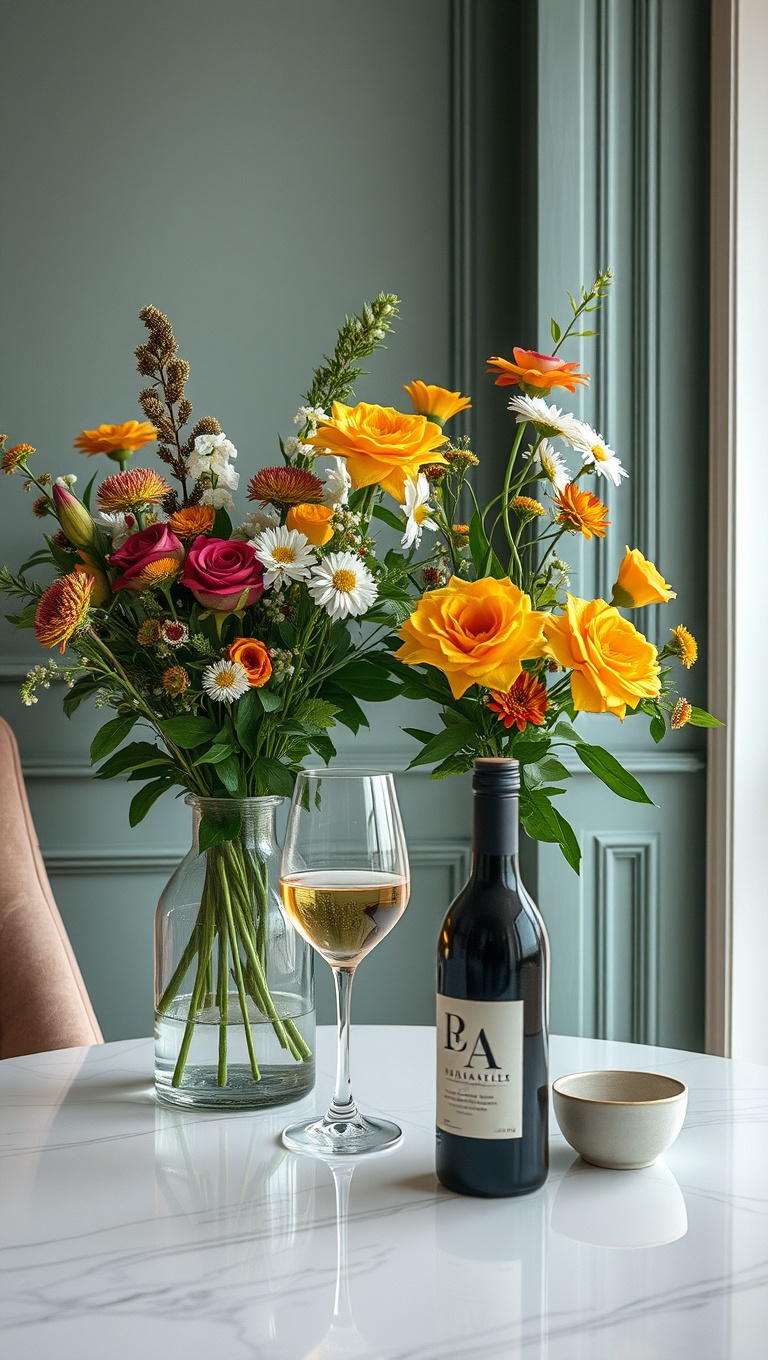 25 Stunning Ideas for Your Dream Luxury Wine-Tasting Corner at Home - 11. Fresh Floral Arrangements