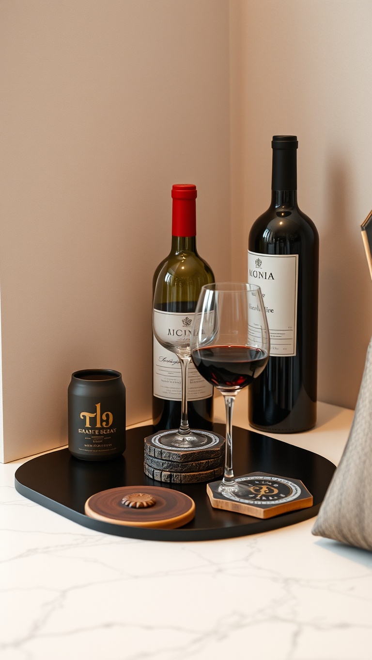 25 Stunning Ideas for Your Dream Luxury Wine-Tasting Corner at Home - 12. Unique Wine Coasters