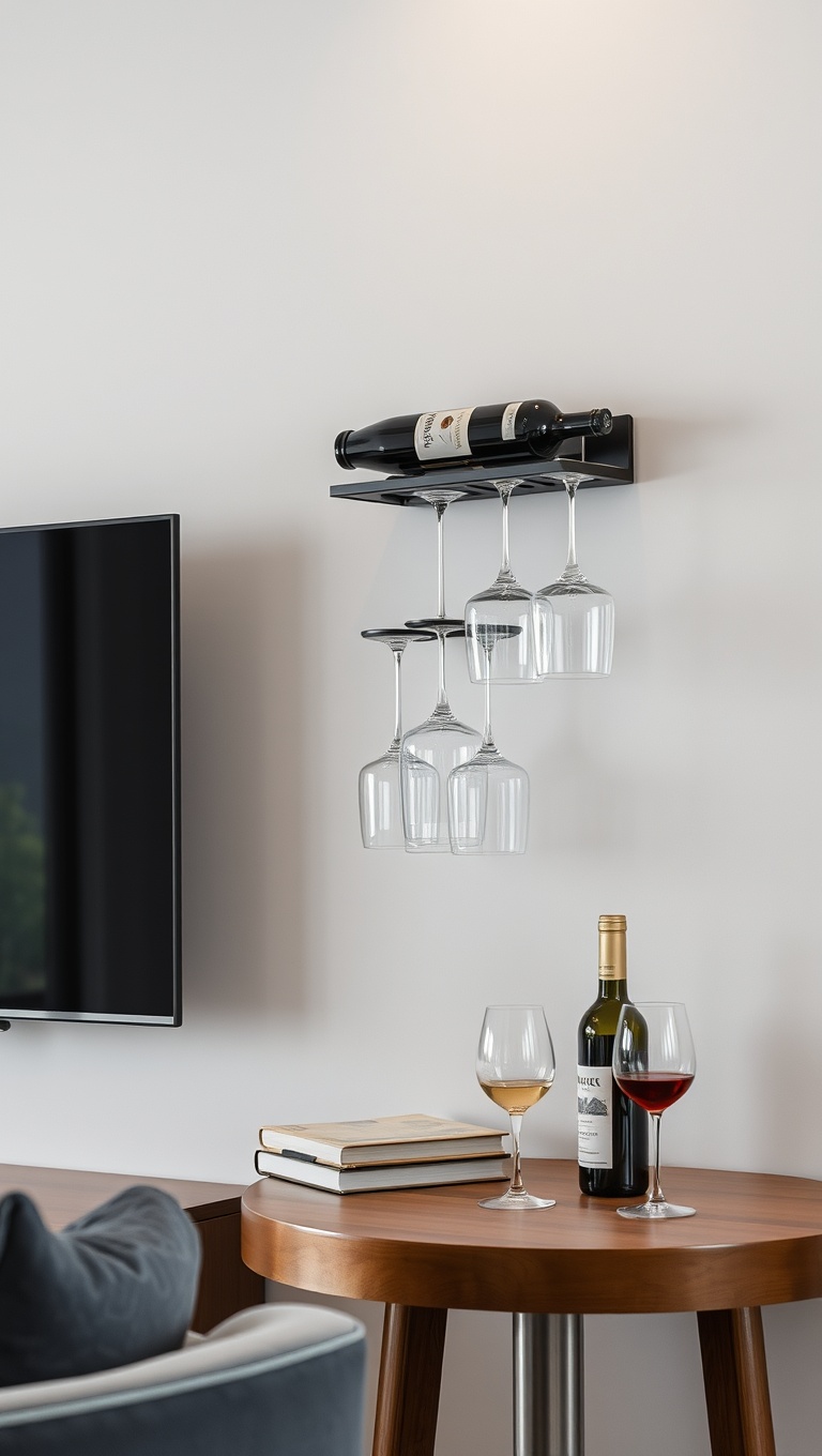 25 Stunning Ideas for Your Dream Luxury Wine-Tasting Corner at Home - 5. Chic Wall-Mounted Wine Glass Holder