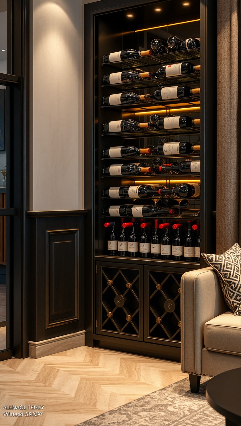 25 Stunning Ideas for Your Dream Luxury Wine-Tasting Corner at Home - 2. Elegant Wine Rack Display