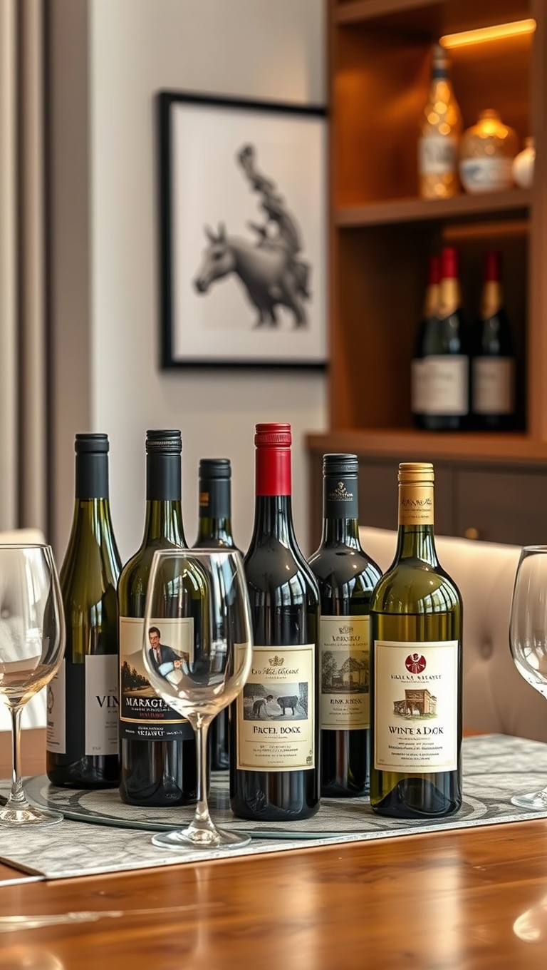 25 Stunning Ideas for Your Dream Luxury Wine-Tasting Corner at Home - 9. Decorative Wine Bottles as Centerpieces